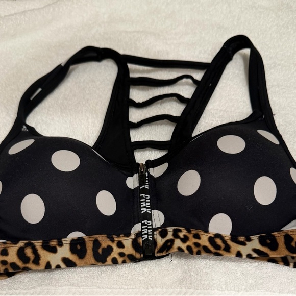 PINK Victoria's Secret Other - Victoria's Secret PINK brand Ultimate Push-Up Polka Dot Racerback Zip Bra XSmall
